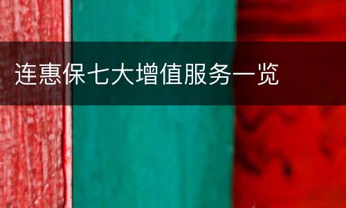 连惠保七大增值服务一览