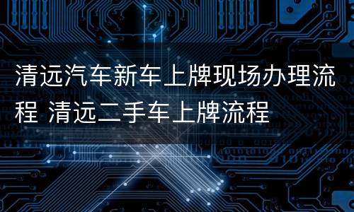 清远汽车新车上牌现场办理流程 清远二手车上牌流程