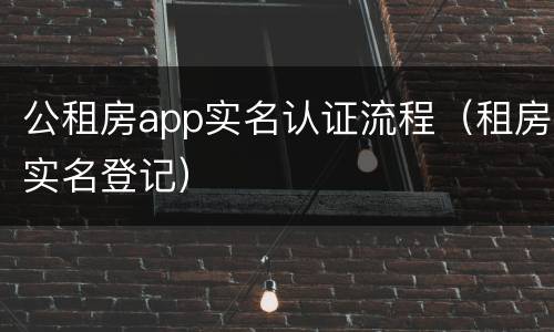 公租房app实名认证流程（租房实名登记）