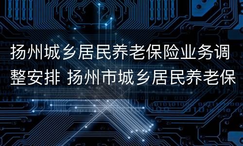扬州城乡居民养老保险业务调整安排 扬州市城乡居民养老保险