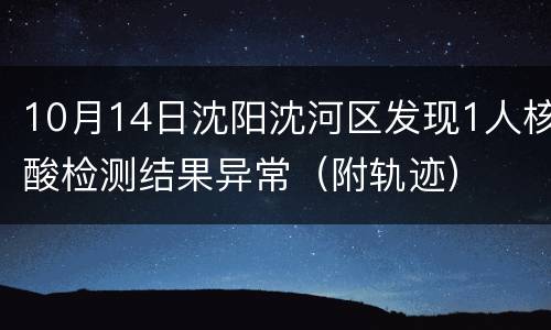 10月14日沈阳沈河区发现1人核酸检测结果异常（附轨迹）