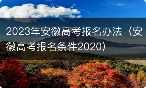 2023年安徽高考报名办法（安徽高考报名条件2020）
