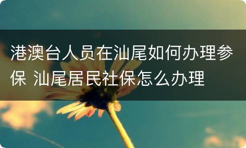 港澳台人员在汕尾如何办理参保 汕尾居民社保怎么办理
