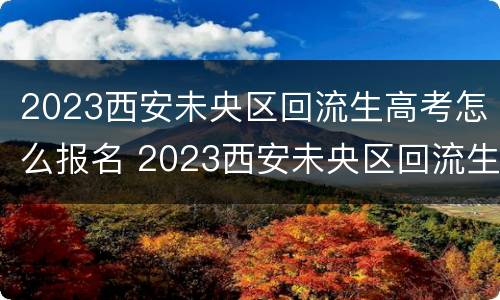 2023西安未央区回流生高考怎么报名 2023西安未央区回流生高考怎么报名的