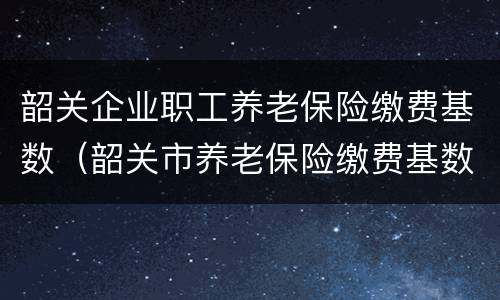 韶关企业职工养老保险缴费基数（韶关市养老保险缴费基数）