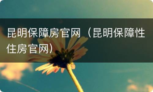 昆明保障房官网（昆明保障性住房官网）