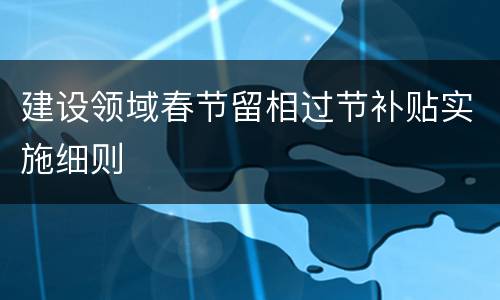 建设领域春节留相过节补贴实施细则