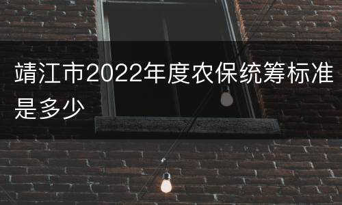 靖江市2022年度农保统筹标准是多少