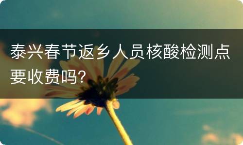泰兴春节返乡人员核酸检测点要收费吗？