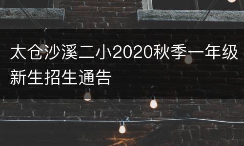 太仓沙溪二小2020秋季一年级新生招生通告