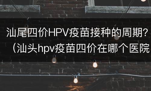 汕尾四价HPV疫苗接种的周期？（汕头hpv疫苗四价在哪个医院打）