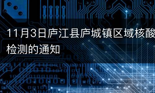11月3日庐江县庐城镇区域核酸检测的通知