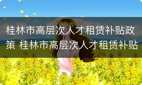 桂林市高层次人才租赁补贴政策 桂林市高层次人才租赁补贴政策文件