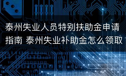 泰州失业人员特别扶助金申请指南 泰州失业补助金怎么领取流程