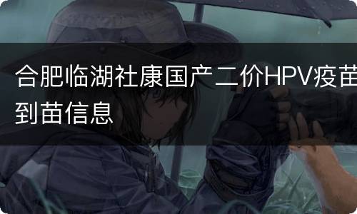 合肥临湖社康国产二价HPV疫苗到苗信息