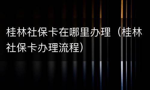 桂林社保卡在哪里办理（桂林社保卡办理流程）