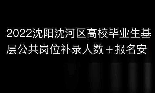 2022沈阳沈河区高校毕业生基层公共岗位补录人数＋报名安排