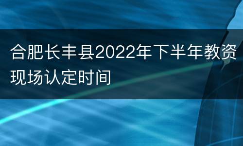 合肥长丰县2022年下半年教资现场认定时间