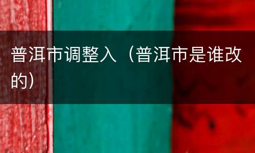 普洱市调整入（普洱市是谁改的）