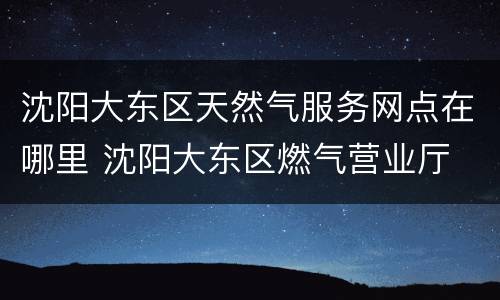 沈阳大东区天然气服务网点在哪里 沈阳大东区燃气营业厅