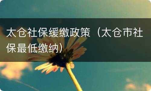 太仓社保缓缴政策（太仓市社保最低缴纳）