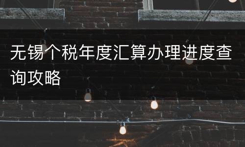 无锡个税年度汇算办理进度查询攻略