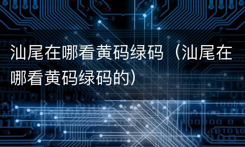 汕尾在哪看黄码绿码（汕尾在哪看黄码绿码的）