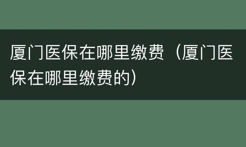 厦门医保在哪里缴费（厦门医保在哪里缴费的）