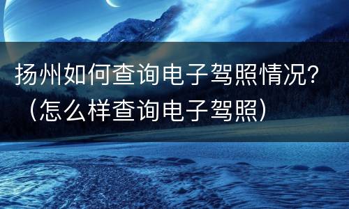 扬州如何查询电子驾照情况？（怎么样查询电子驾照）