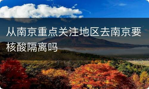 从南京重点关注地区去南京要核酸隔离吗
