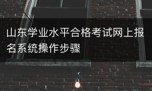 山东学业水平合格考试网上报名系统操作步骤