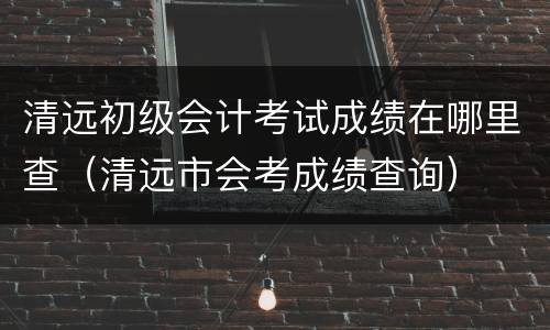 清远初级会计考试成绩在哪里查（清远市会考成绩查询）