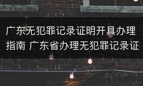 广东无犯罪记录证明开具办理指南 广东省办理无犯罪记录证明