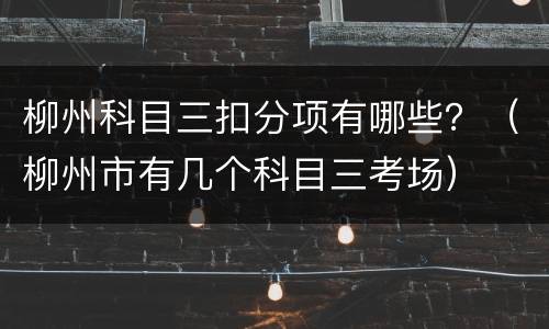 柳州科目三扣分项有哪些？（柳州市有几个科目三考场）