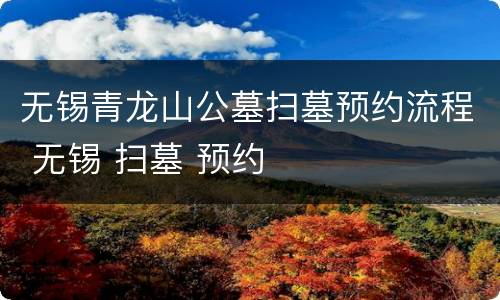无锡青龙山公墓扫墓预约流程 无锡 扫墓 预约