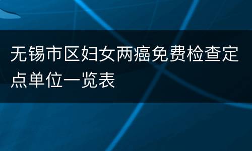 无锡市区妇女两癌免费检查定点单位一览表
