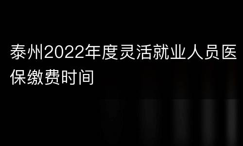 泰州2022年度灵活就业人员医保缴费时间