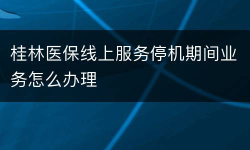桂林医保线上服务停机期间业务怎么办理