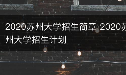 2020苏州大学招生简章 2020苏州大学招生计划