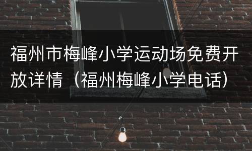 福州市梅峰小学运动场免费开放详情（福州梅峰小学电话）