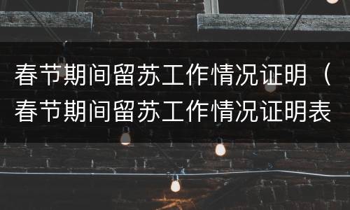 春节期间留苏工作情况证明（春节期间留苏工作情况证明表）