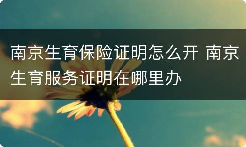 南京生育保险证明怎么开 南京生育服务证明在哪里办