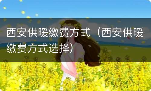 西安供暖缴费方式（西安供暖缴费方式选择）