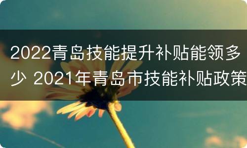 2022青岛技能提升补贴能领多少 2021年青岛市技能补贴政策
