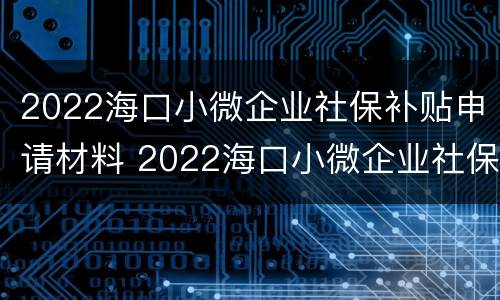 2022海口小微企业社保补贴申请材料 2022海口小微企业社保补贴申请材料有哪些