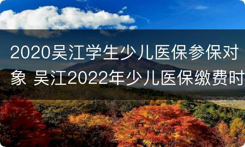 2020吴江学生少儿医保参保对象 吴江2022年少儿医保缴费时间