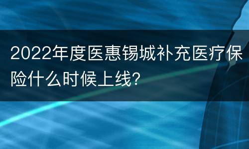 2022年度医惠锡城补充医疗保险什么时候上线？