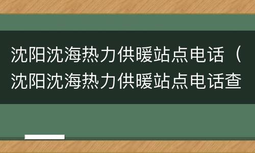 沈阳沈海热力供暖站点电话（沈阳沈海热力供暖站点电话查询）