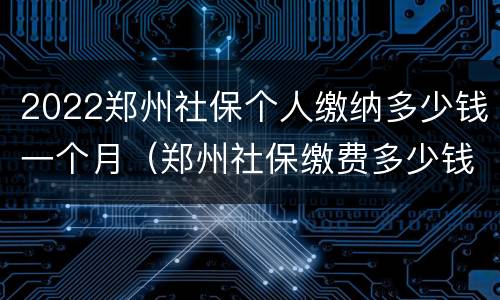 2022郑州社保个人缴纳多少钱一个月（郑州社保缴费多少钱一个月）