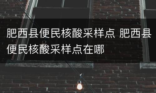肥西县便民核酸采样点 肥西县便民核酸采样点在哪